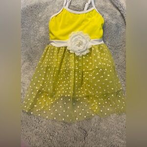 Yellow Polka Dot Dress with White Flower